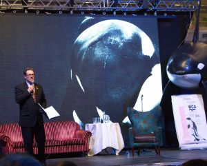 OBE Will Travis speaking at the 'Directors Cut' of Blackfish, WhaleFest 2014
